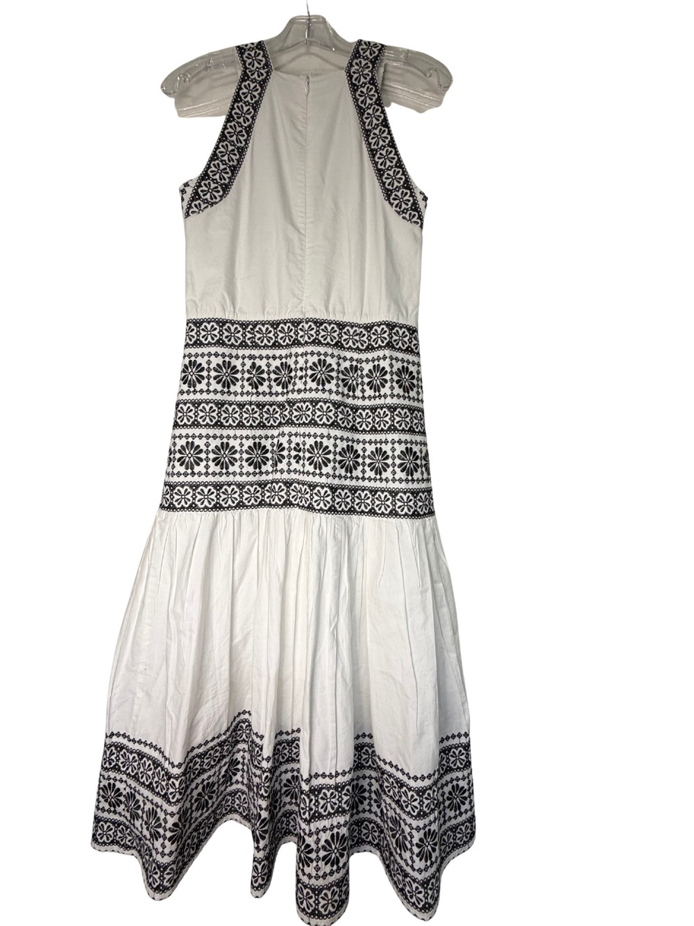 Ann Taylor Embroidered Eyelet Halter Midi Maxi Dress White Black Floral Cotton 4 - Picture 3 of 11